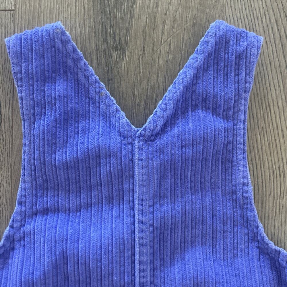 Vintage 3T Minnie Mouse Purple Corduroy Girls Romper Dress Flowers Pocket - Picture 10 of 15